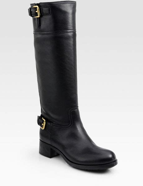 prada leather buckle knee high boots|Prada 55 leather ankle boots.